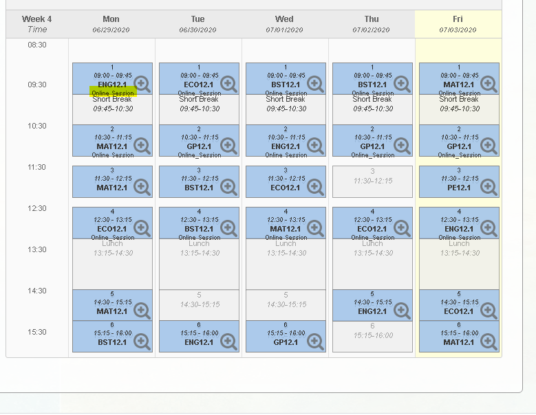 Not Proper View Timetable Developers Gibbon Support Forum